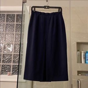 Vintage dark blue midi skirt with slit back